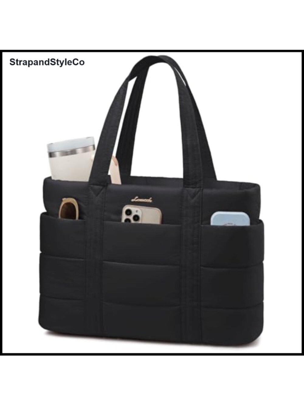 Puffer Tote Bag Lightweight Large Laptop Work Travel Tote with Zipper